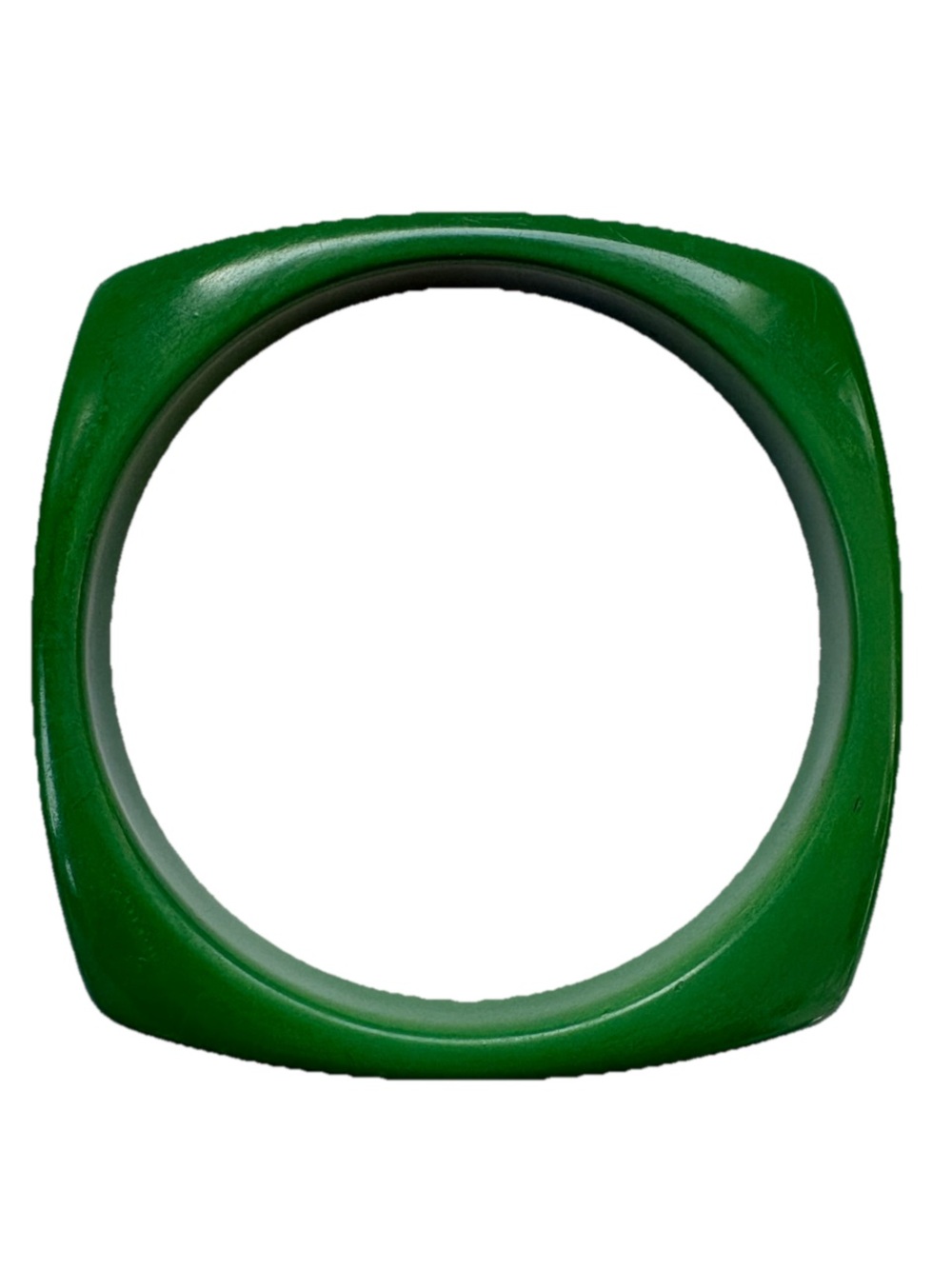 Green Square-Rounded Resin Bangle Bracelet